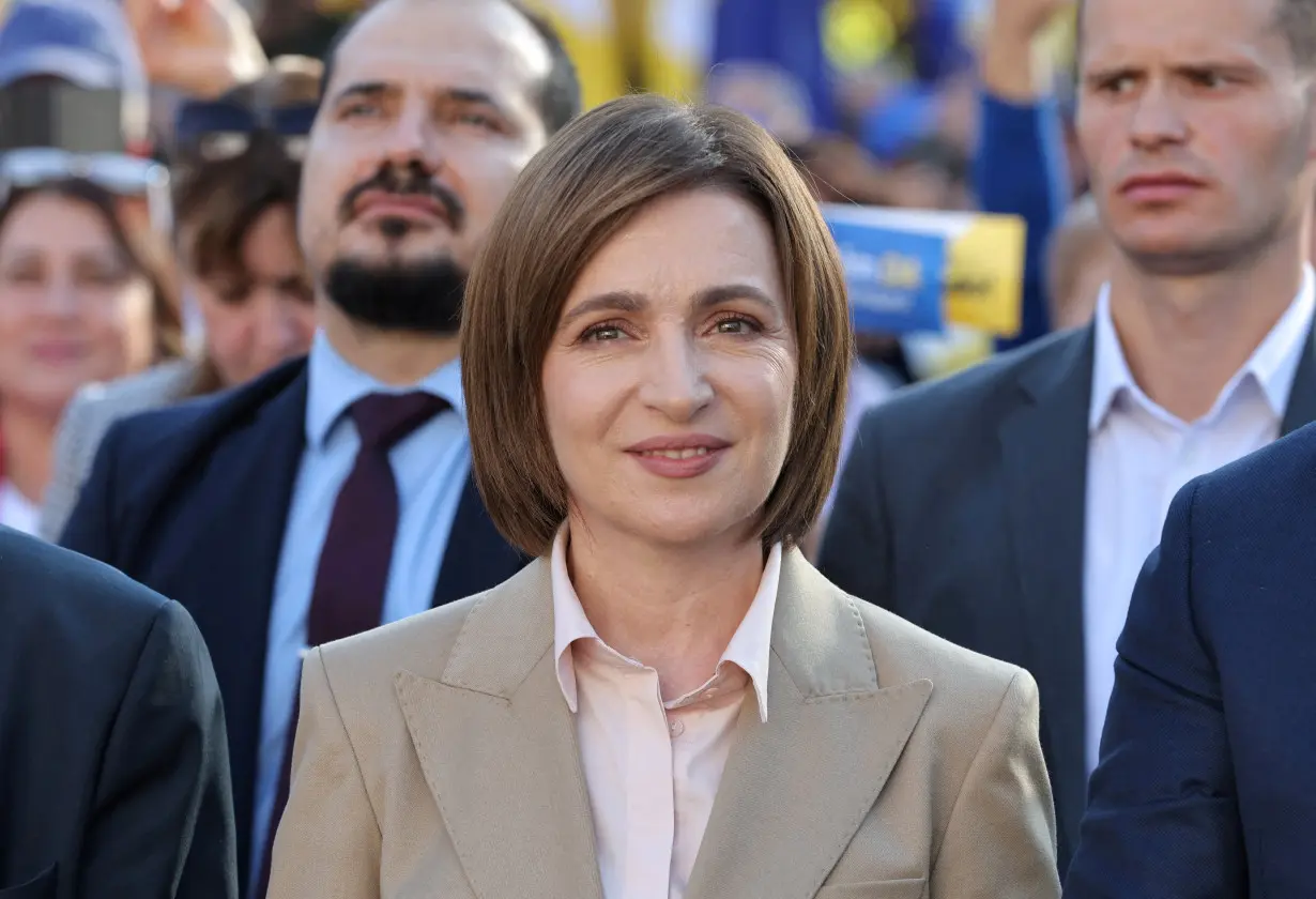 FILE PHOTO: Moldovan incumbent President Maia Sandu holds a campaign rally in Chisinau