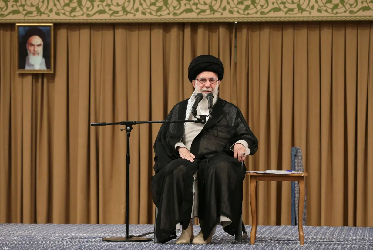 Iran's Supreme Leader Ayatollah Ali Khamenei speaks during a meeting in Tehran