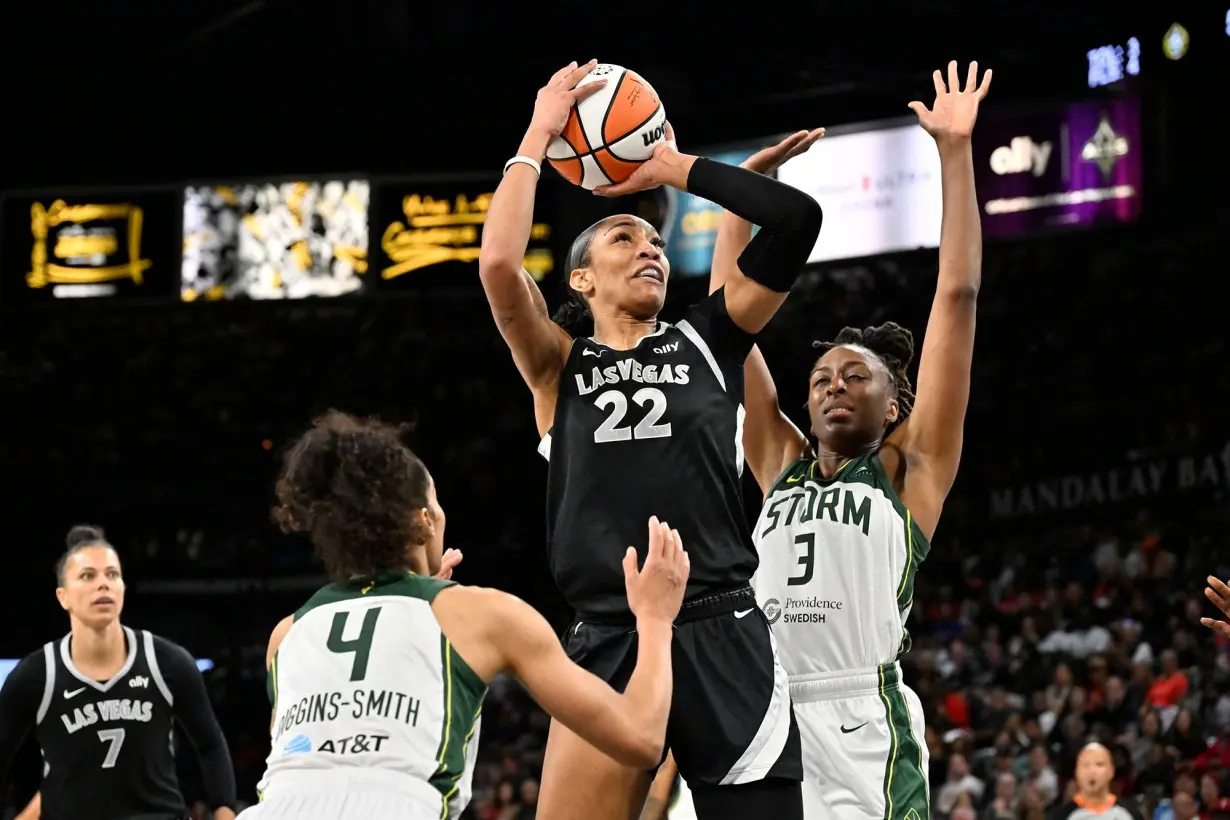 A'ja Wilson powers to the hoop against the Seattle Storm on September 24.