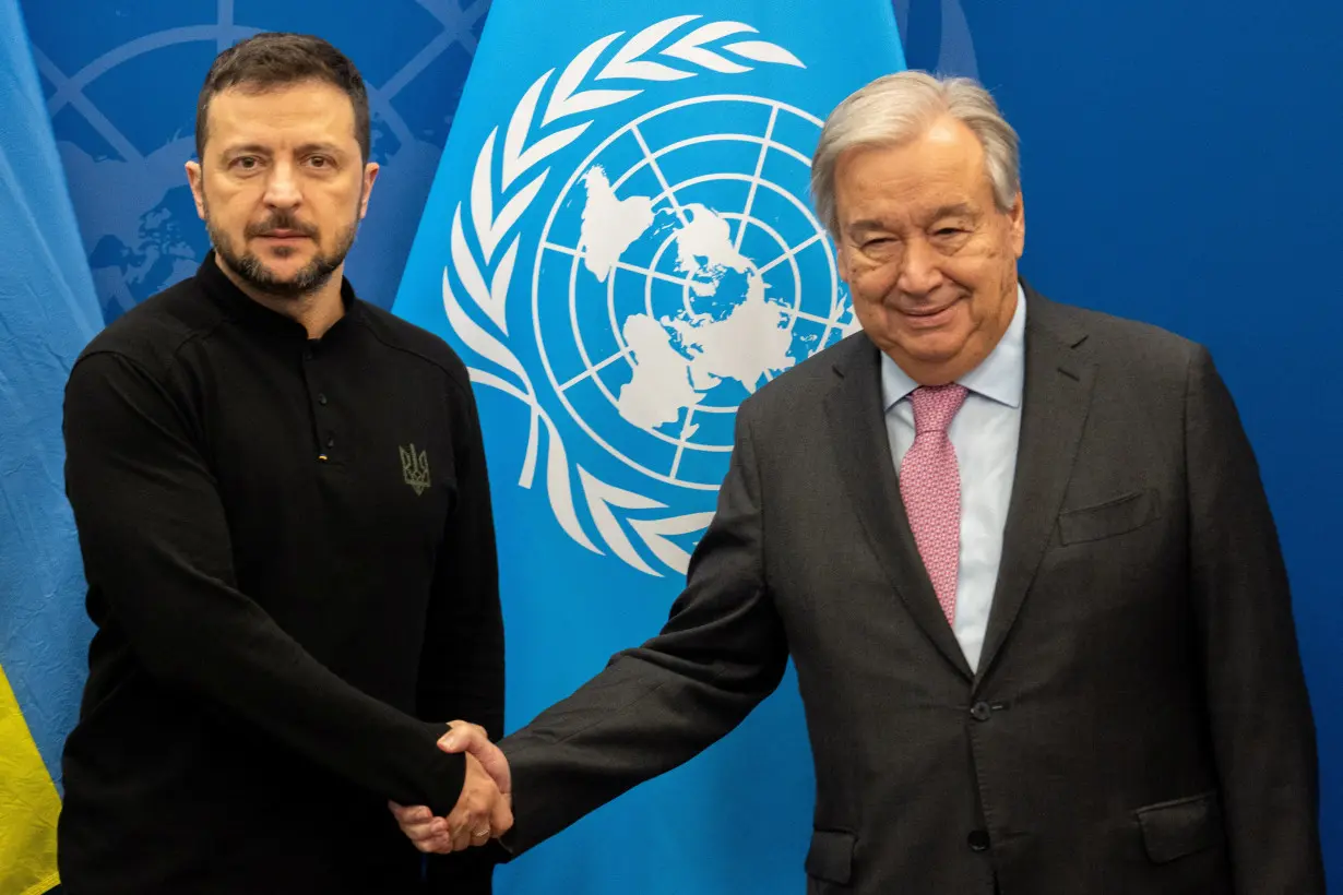 Ukrainian President Volodymyr Zelenskiy meets with Secretary-General of the United Nations Antonio Guterres