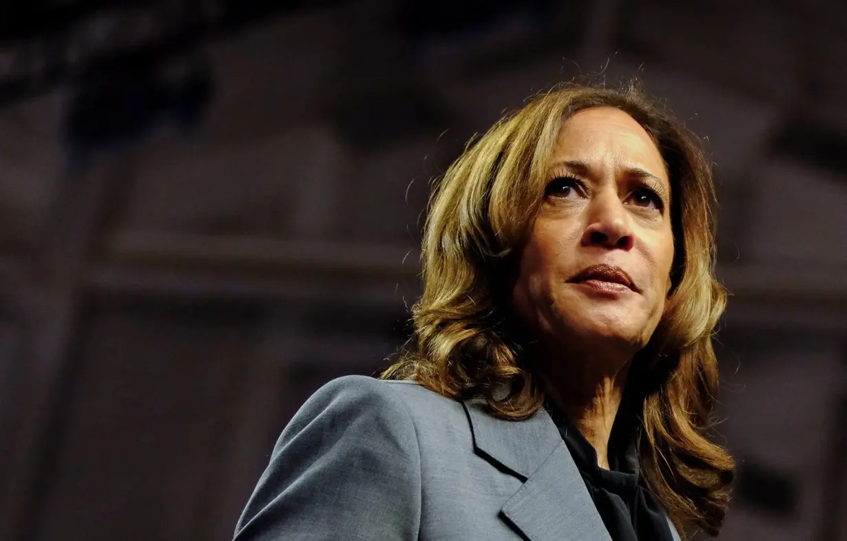 Democratic presidential nominee and U.S. Vice President Kamala Harris attends a campaign event in Madison