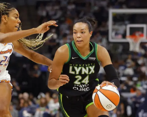 Napheesa Collier scores 42 to tie a WNBA playoff record for points, and the Lynx swept the Mercury