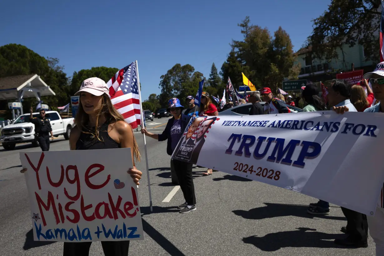 Trump supporters gather outside of a fundraiser in California