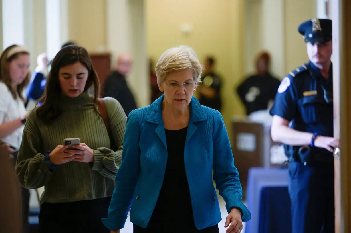 U.S. Senator Elizabeth Warren (D-MA) walks following a Senate Democratic caucus meeting on Capitol Hill in Washington