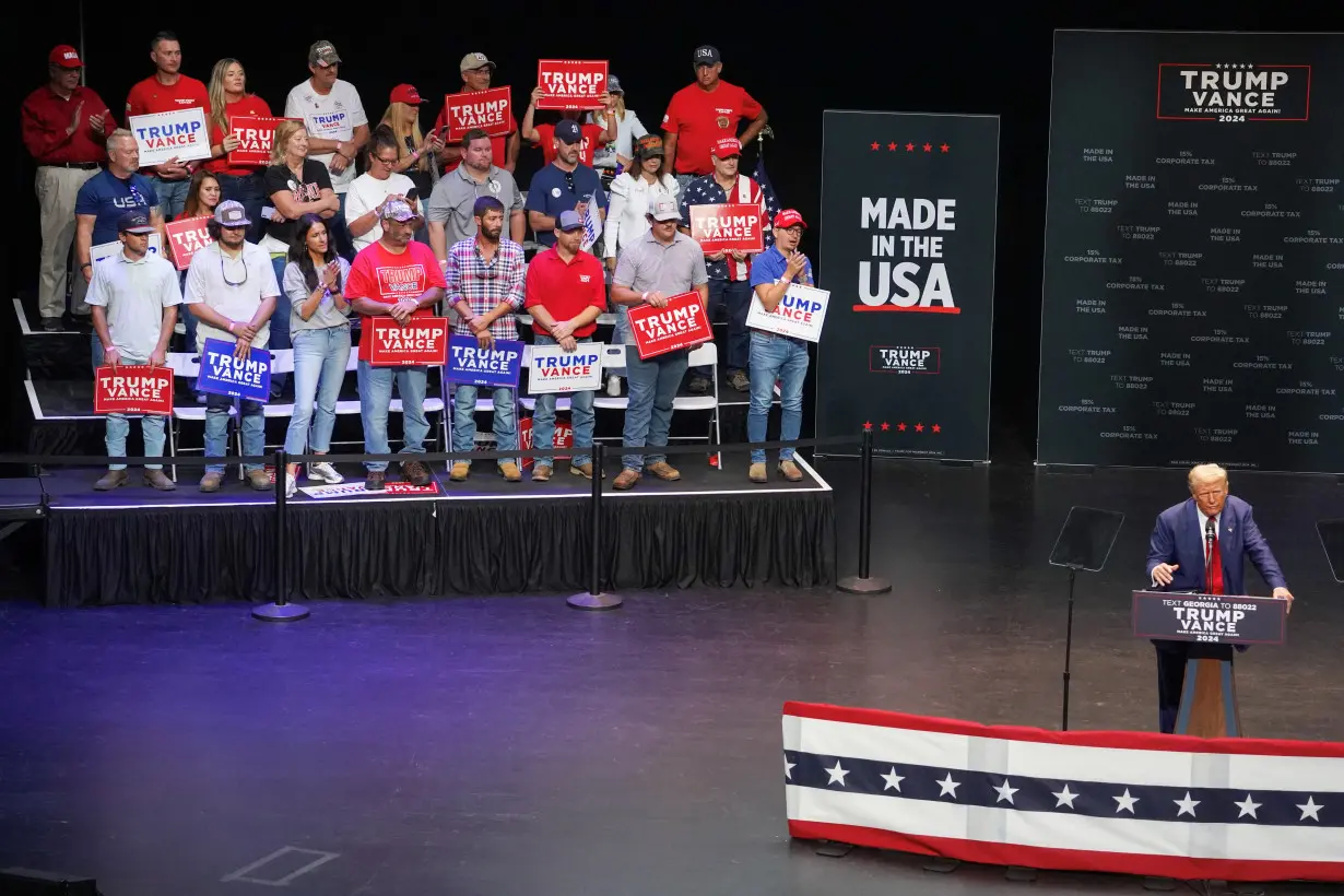 Former U.S. President Donald Trump holds a campaign event at the Johnny Mercer Theatre Civic Center in Savannah