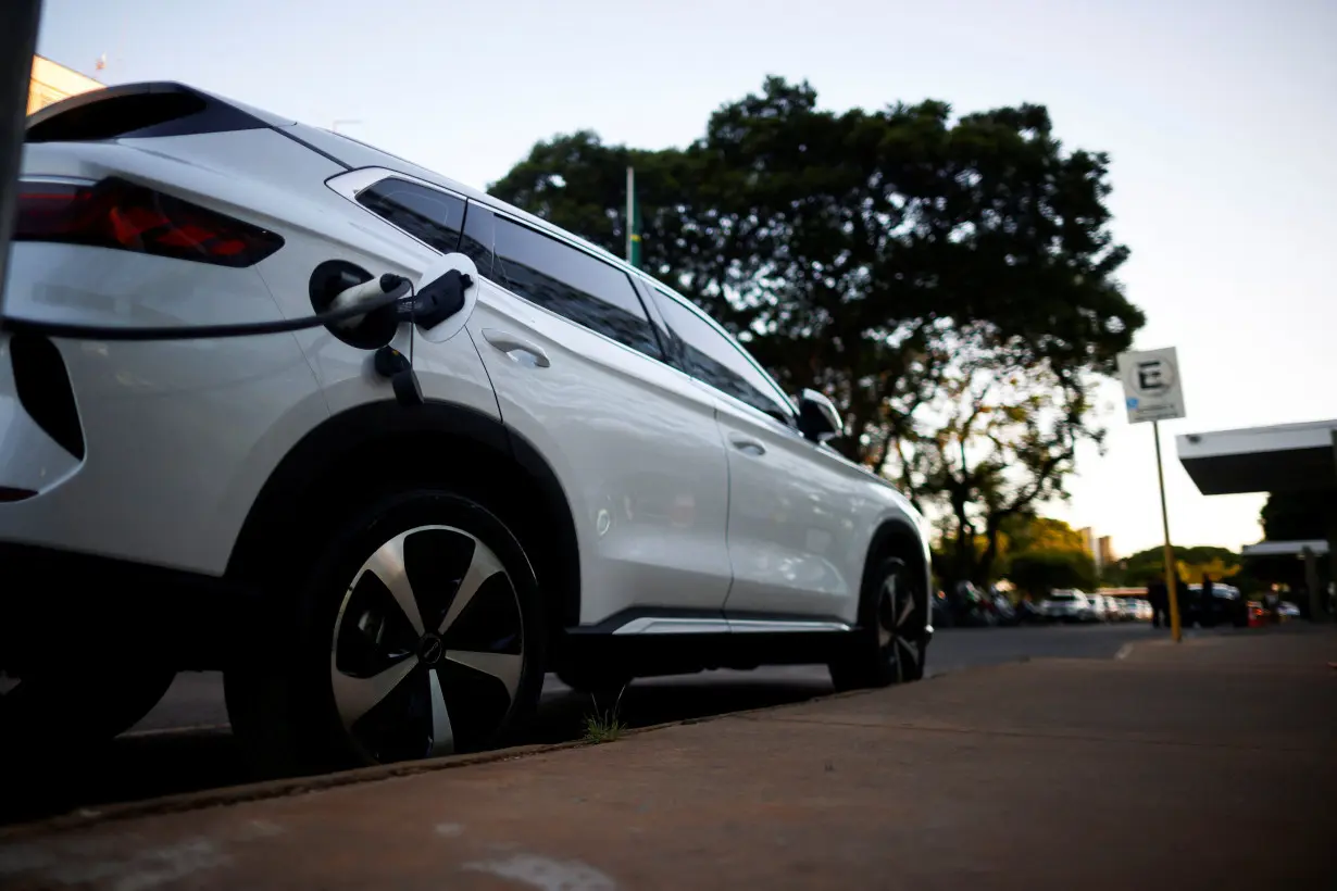 A BYD electric vehicle charges in Brazil