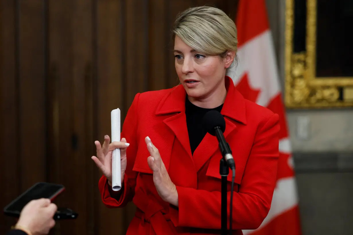 Canada's Minister of Foreign Affairs Joly speaks to journalists before Question Period in Ottawa