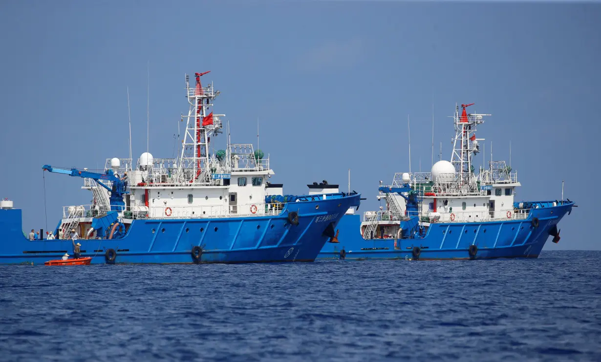 Chinese vessels are pictured at the disputed Scarborough Shoal