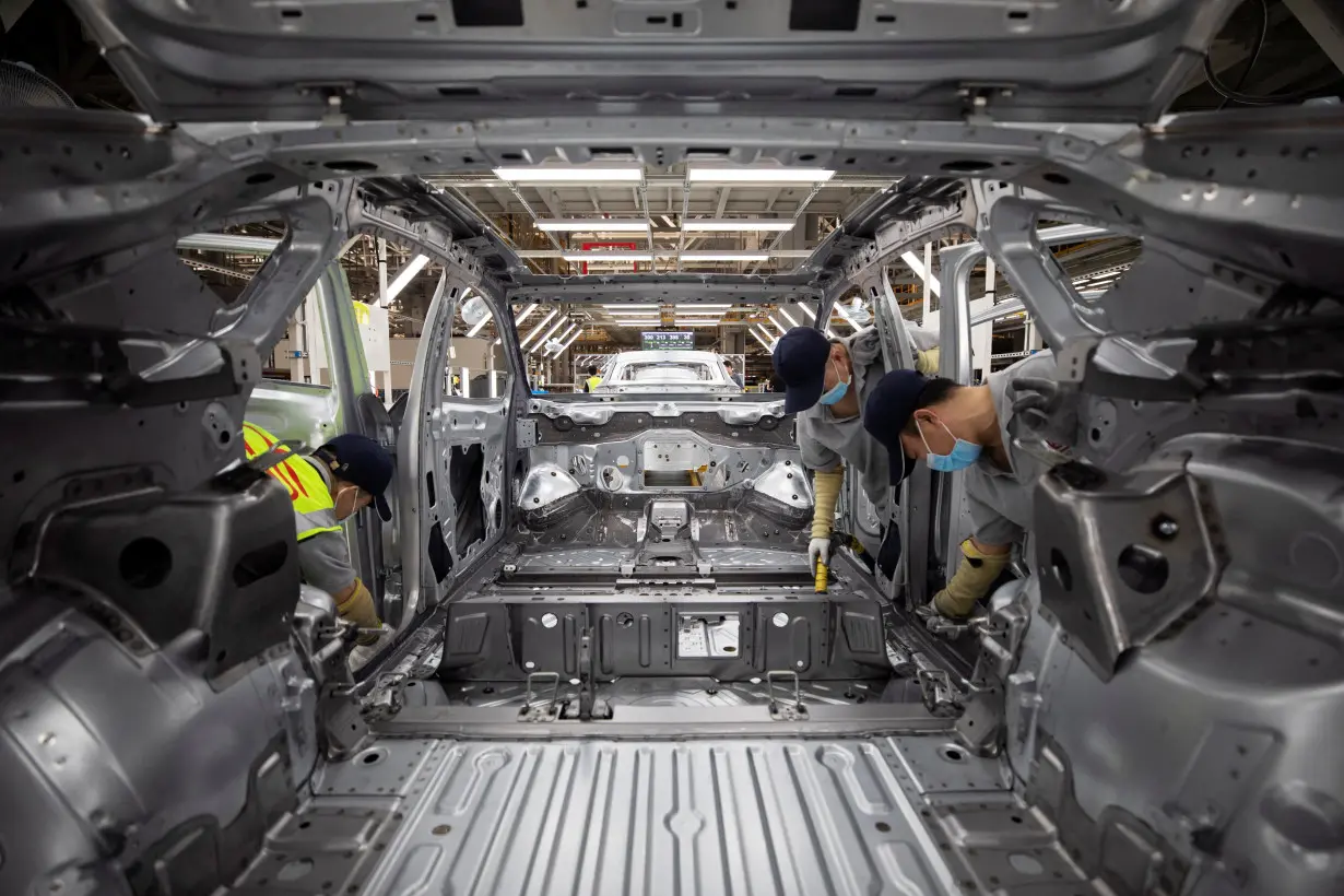 EV production line at a Volkswagen Anhui factory in Hefei