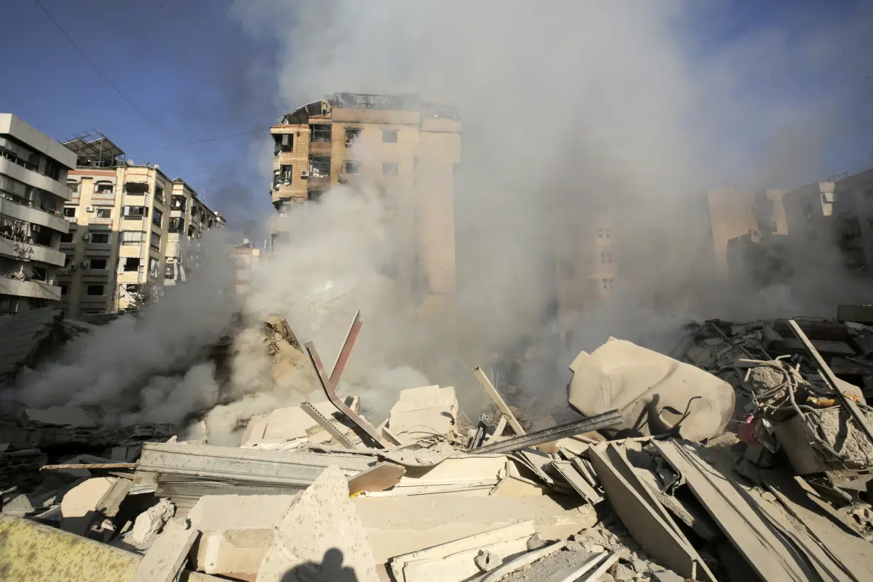 Aftermath of Israeli air strikes on Beirut's southern suburbs