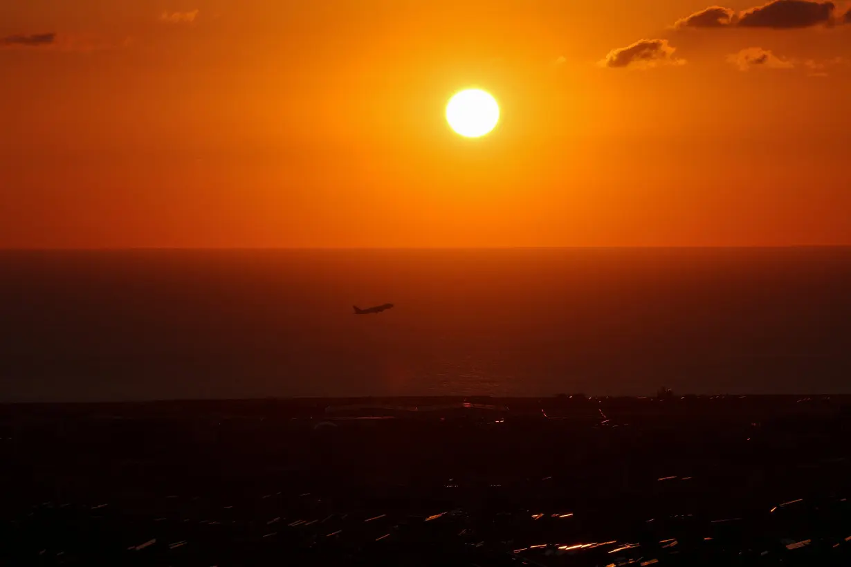 A plane departs Beirut-Rafic Hariri International Airport