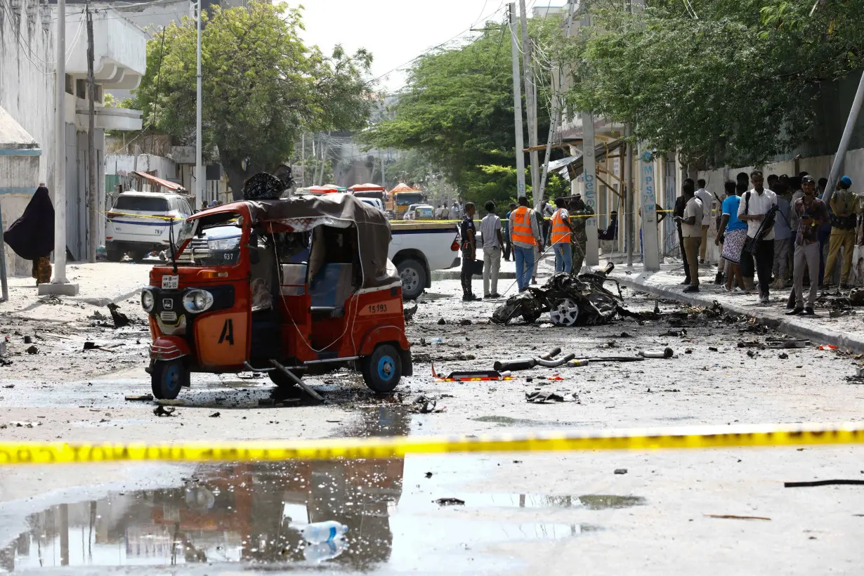 Explosion on a bomb-rigged car that was parked on a road near the National Theatre in Hamarweyne district of Mogadishu