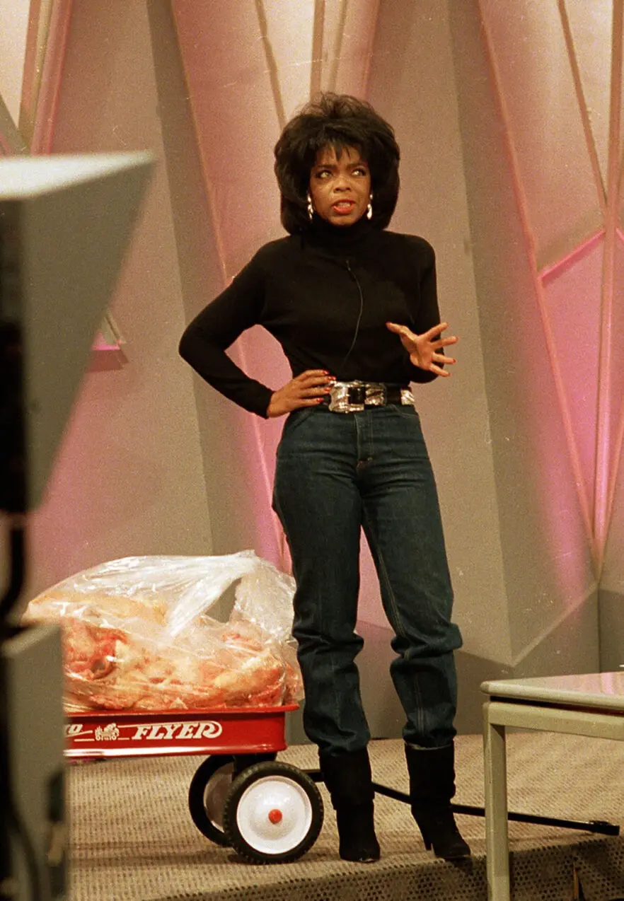 On her talk show in 1988, Winfrey brought out a red wagon full of 67 pounds of animal fat — the equivalent to the amount of weight she had lost at the time.