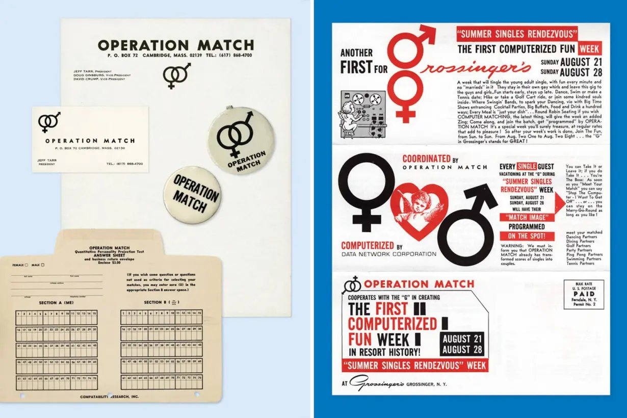 Buttons, forms and adverts show off the early days of Project Match, one of the first online dating sites.