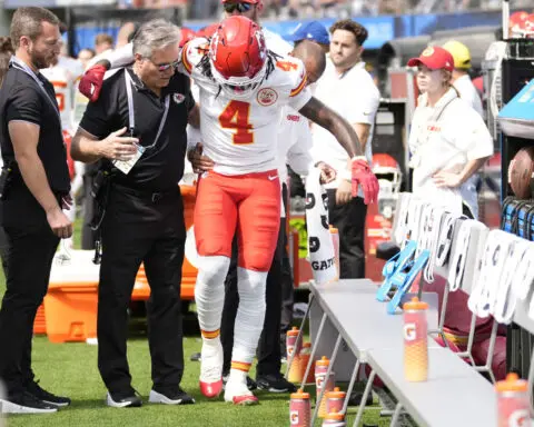 Chiefs WR Rashee Rice could be lost for season with knee injury after collision with Patrick Mahomes