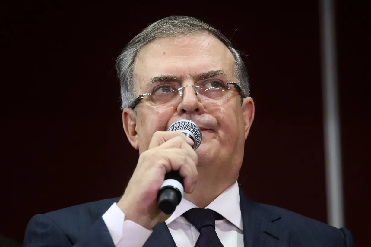 Mexico's former Foreign Minister Marcelo Ebrard holds a press conference in Mexico City