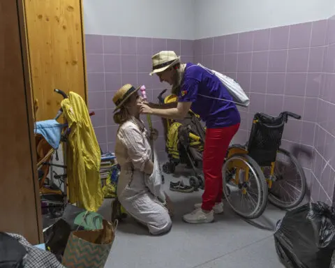 Hospital clowns bring joy to young Ukrainian cancer patients who survived Russian missile attack