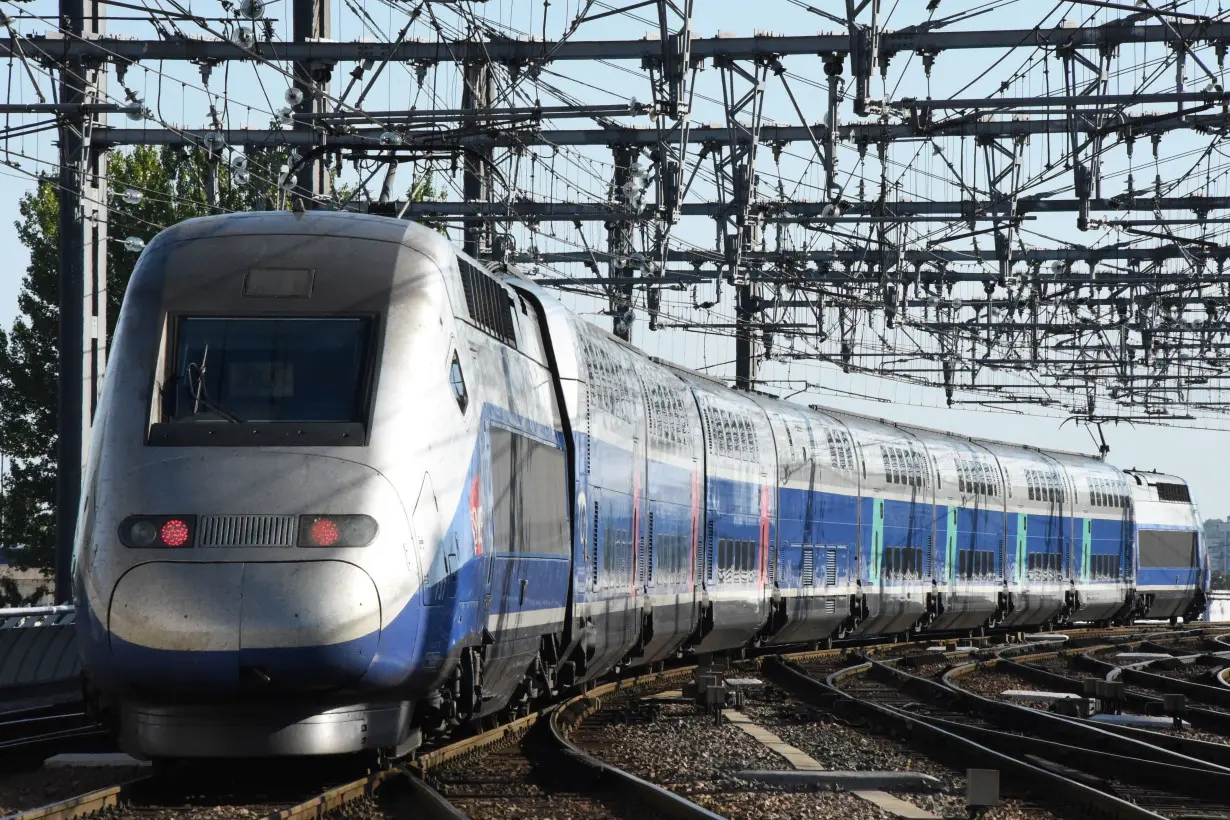 A picture taken on July 2, 2017 shows the first official train of the new TGV high speed train line linking Paris to Bordeaux.