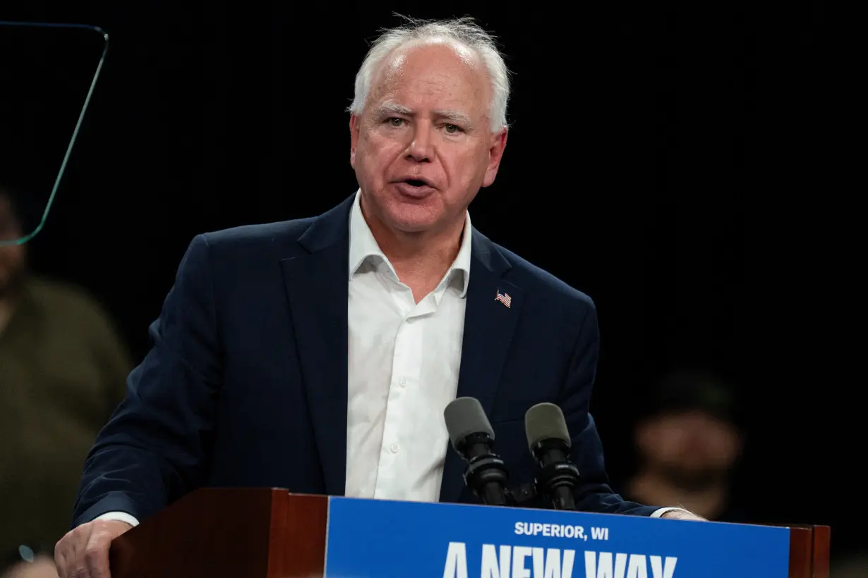 Democratic vice presidential nominee, Gov. Walz, holds an election campaign event in Superior