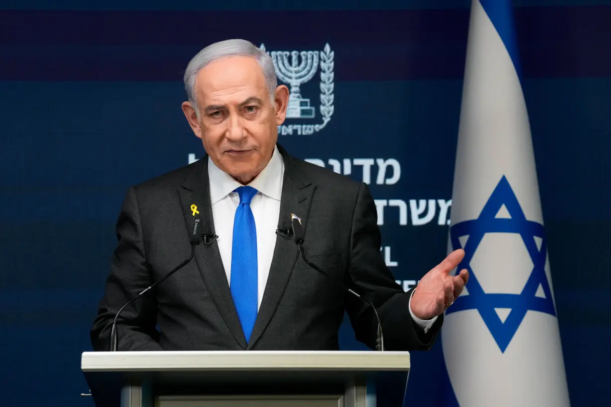 Israeli PM Netanyahu speaks during a news conference in Jerusalem