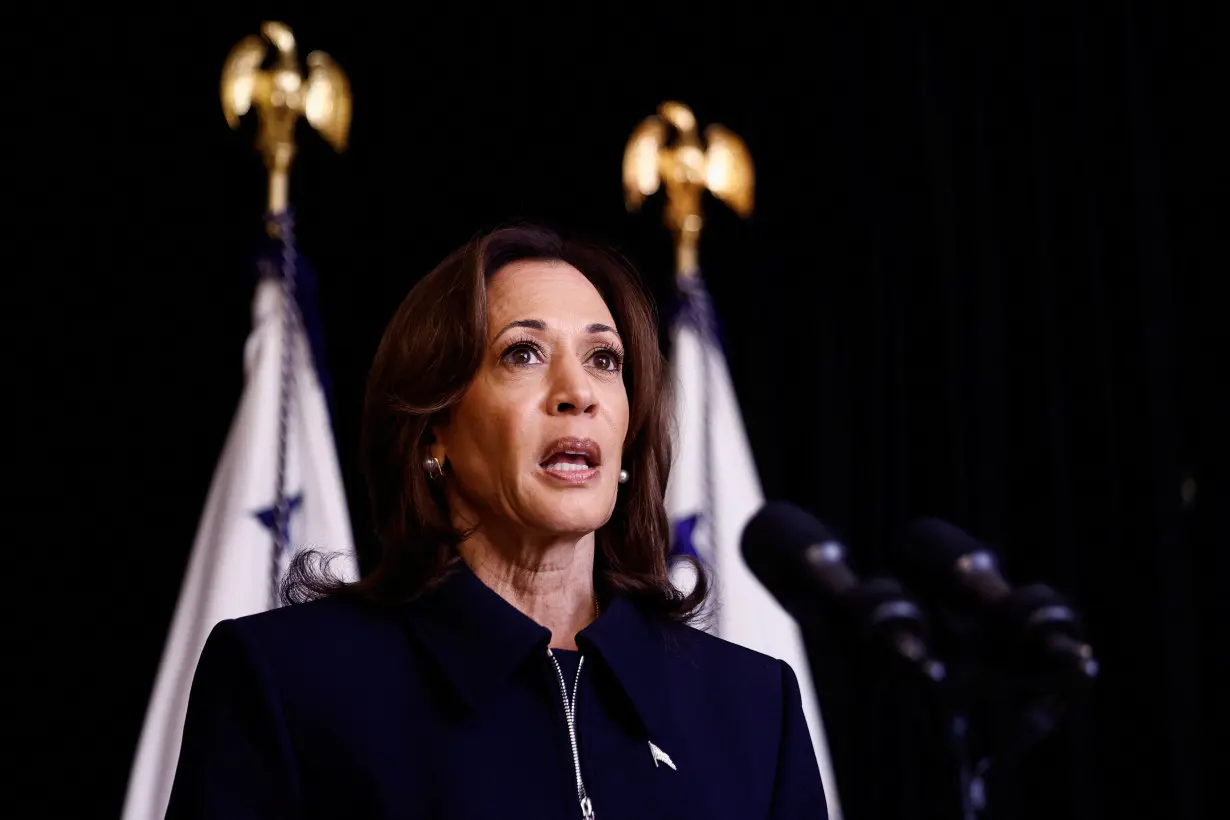 Democratic presidential nominee and U.S. Vice President Kamala Harris visits Josephine Butler Park Center