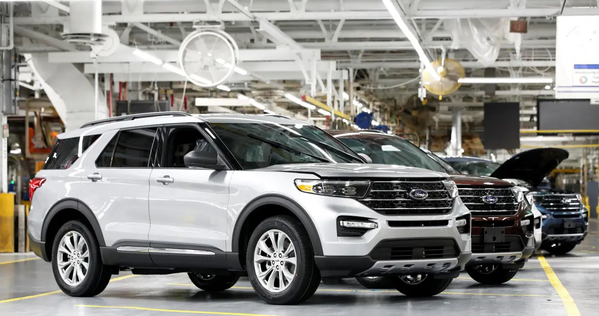 2020 Ford Explorer cars are seen at Ford's Chicago Assembly Plant in Chicago