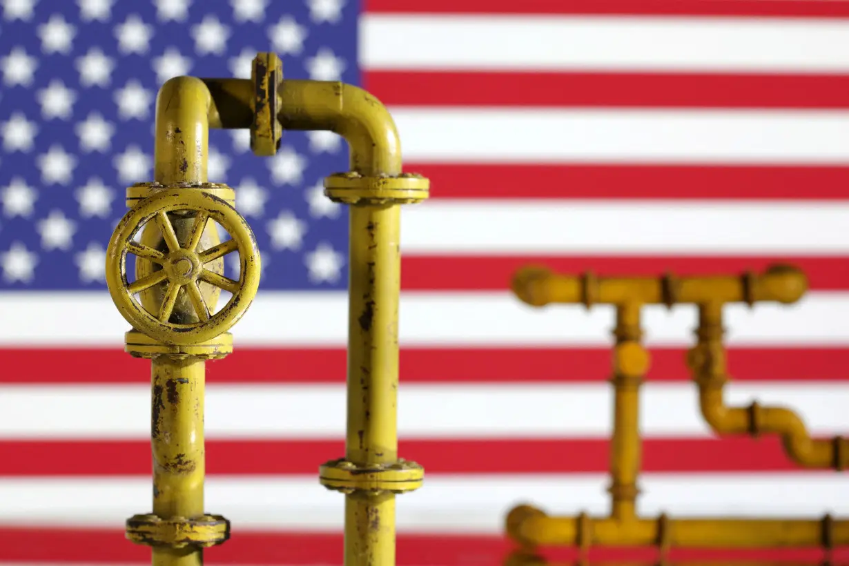 Illustration shows natural gas pipeline and U.S. flag