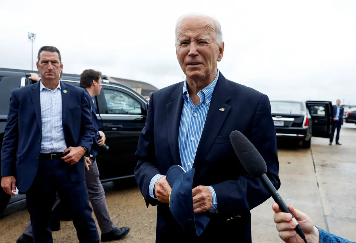 U.S. President Biden boards Air Force One en route to North and South Carolina, at Joint Base Andrews