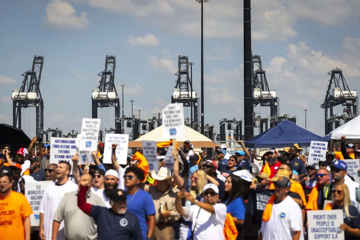 Dockworkers join other unions in trying to fend off automation, or minimize the impact