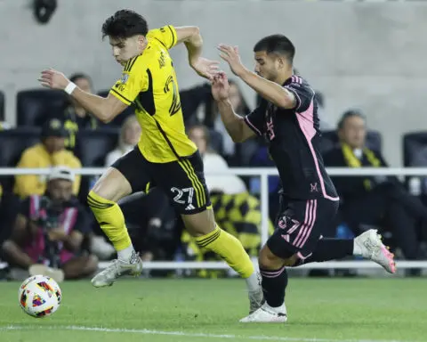 Lionel Messi, Inter Miami win MLS Supporters Shield with 3-2 win at Crew. It's Messi's 46th trophy.