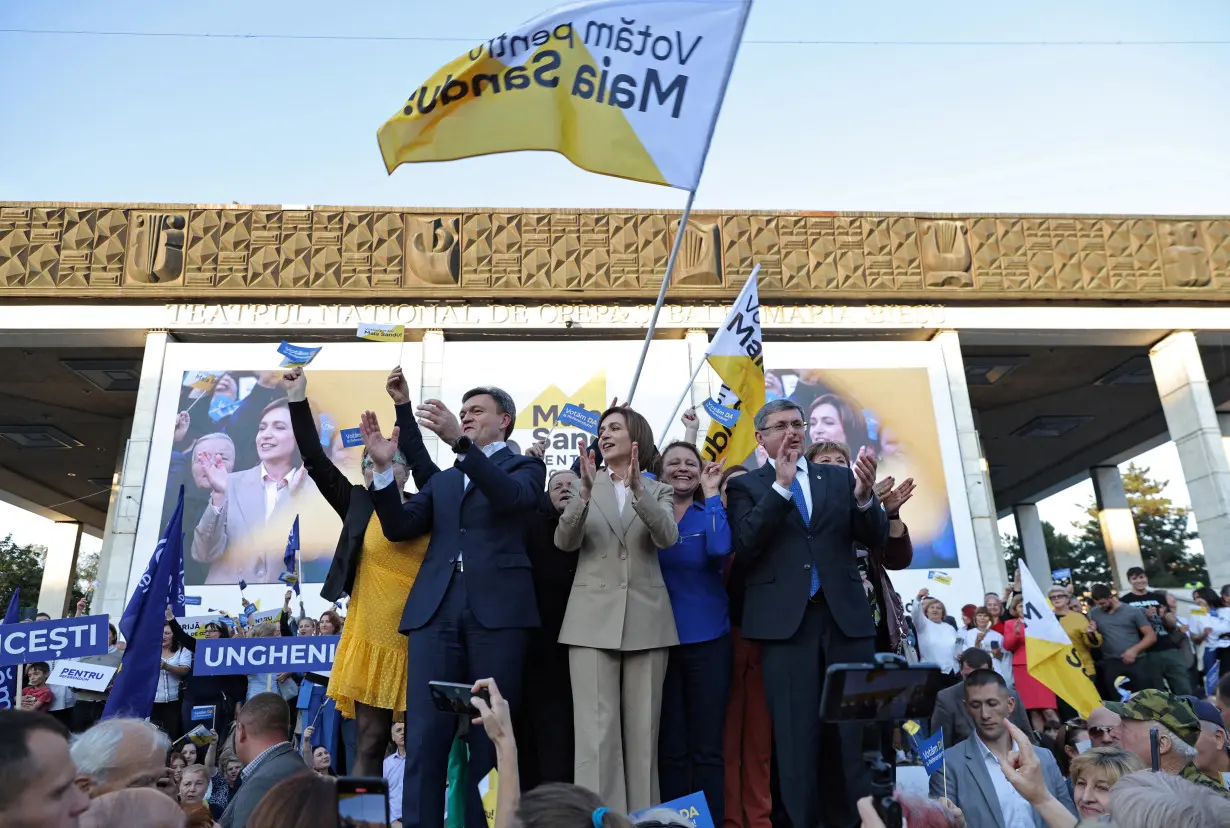 FILE PHOTO: Moldovan incumbent President Maia Sandu holds a campaign rally in Chisinau