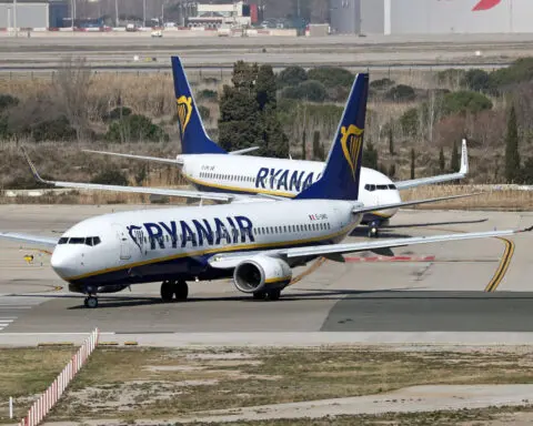 184 passengers and crew evacuated as Ryanair Boeing plane catches fire on runway in Italy