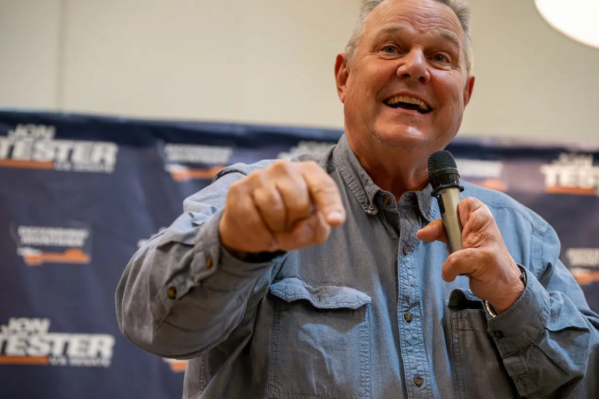 Sen. Jon Tester speaks at a rally in Bozeman, Montana, on September 5.