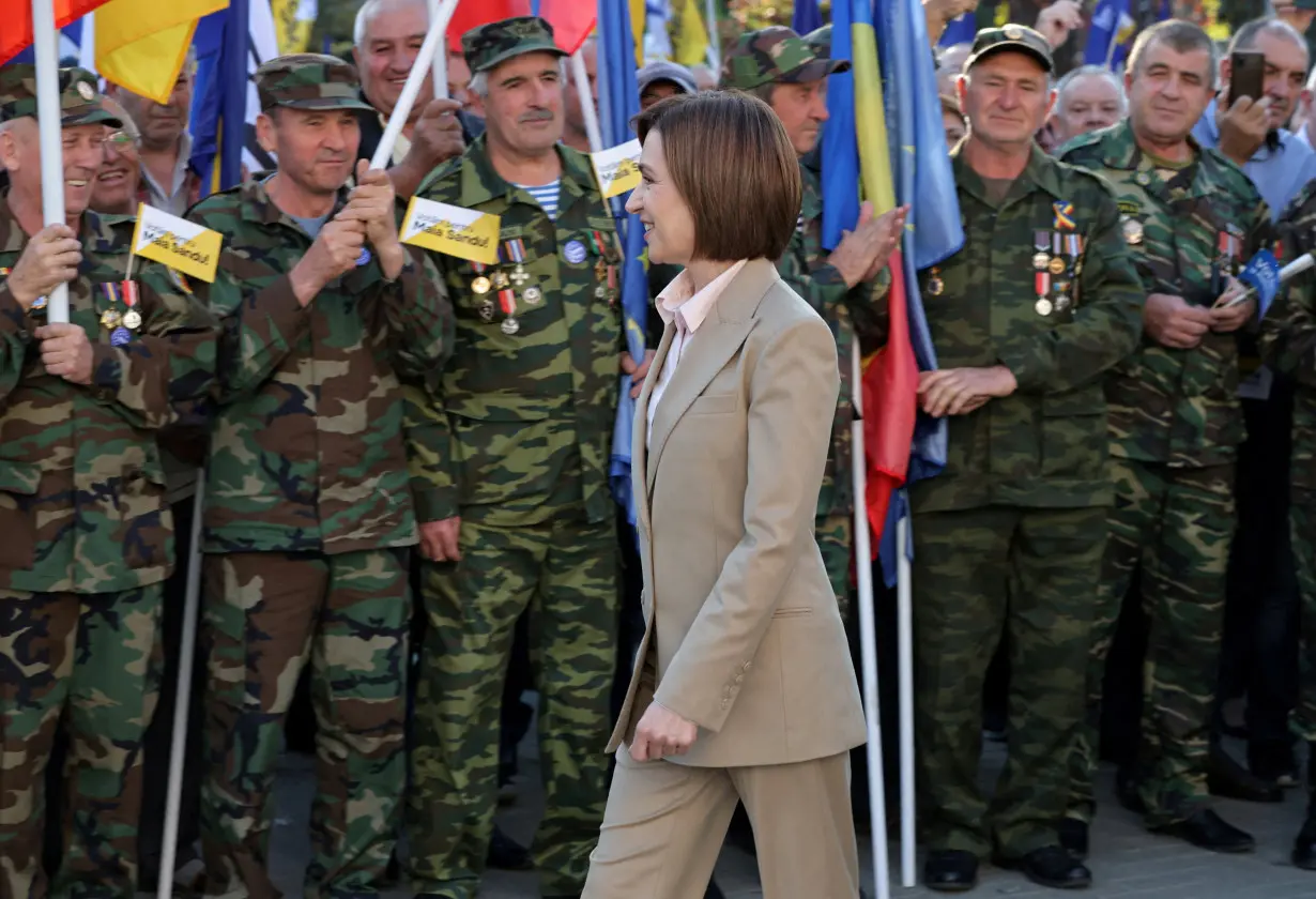 FILE PHOTO: Moldovan incumbent President Maia Sandu holds a campaign rally in Chisinau