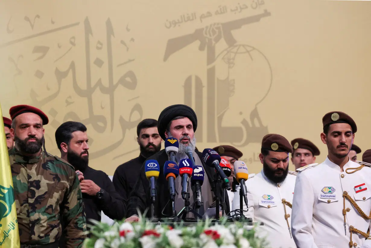 FILE PHOTO: Funeral of Mohammed Nasser, a senior commander of Hezbollah, in Beirut's southern suburbs