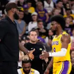 Bronny James makes NBA preseason debut, with LeBron watching from the bench