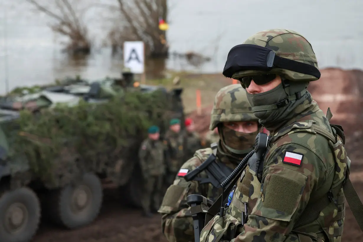 Wet gap crossing at NATO Dragon-24, part of the Steadfast Defender 2024, exercise in Korzeniewo