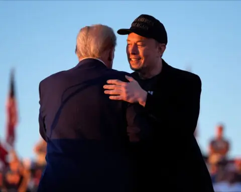 Musk casts Democrats as a threat in first trail appearance with Trump