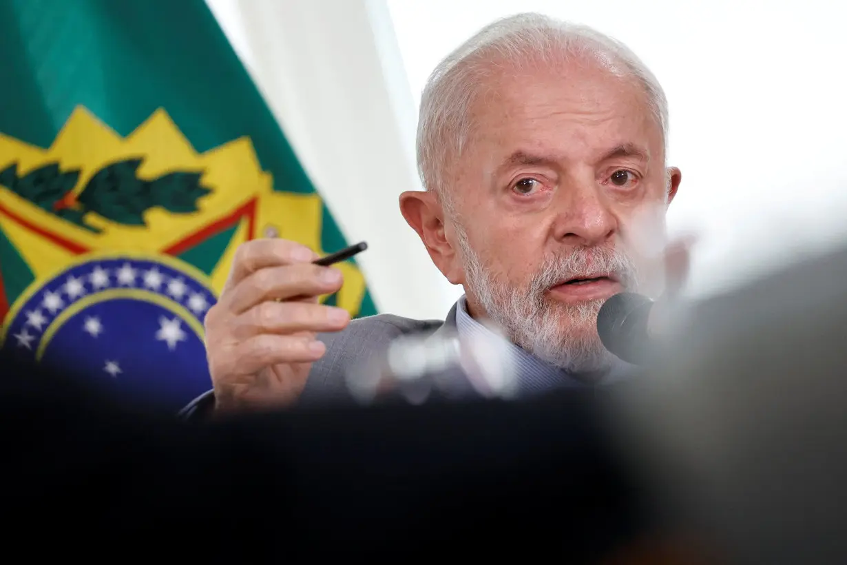 Brazil's President Luiz Inacio Lula da Silva attends a meeting with ministers to discuss online bets sites, at the Planalto Palace in Brasilia