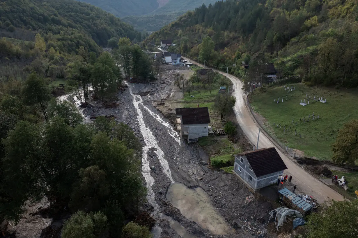 Aftermath of deadly floods and landslides in a village of Trusina