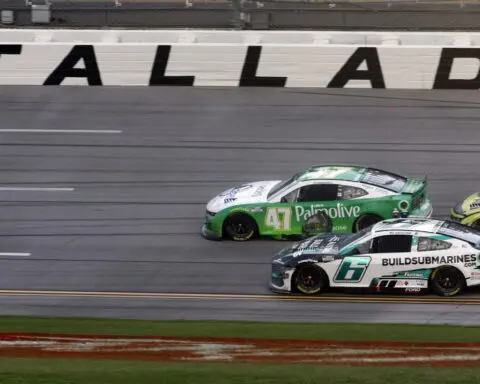 Stenhouse snaps 65-race losing streak after late crash at Talladega scrambles playoff picture