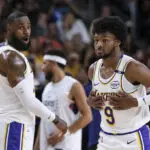 LeBron and son Bronny James play together for the first time in a preseason game for the Lakers