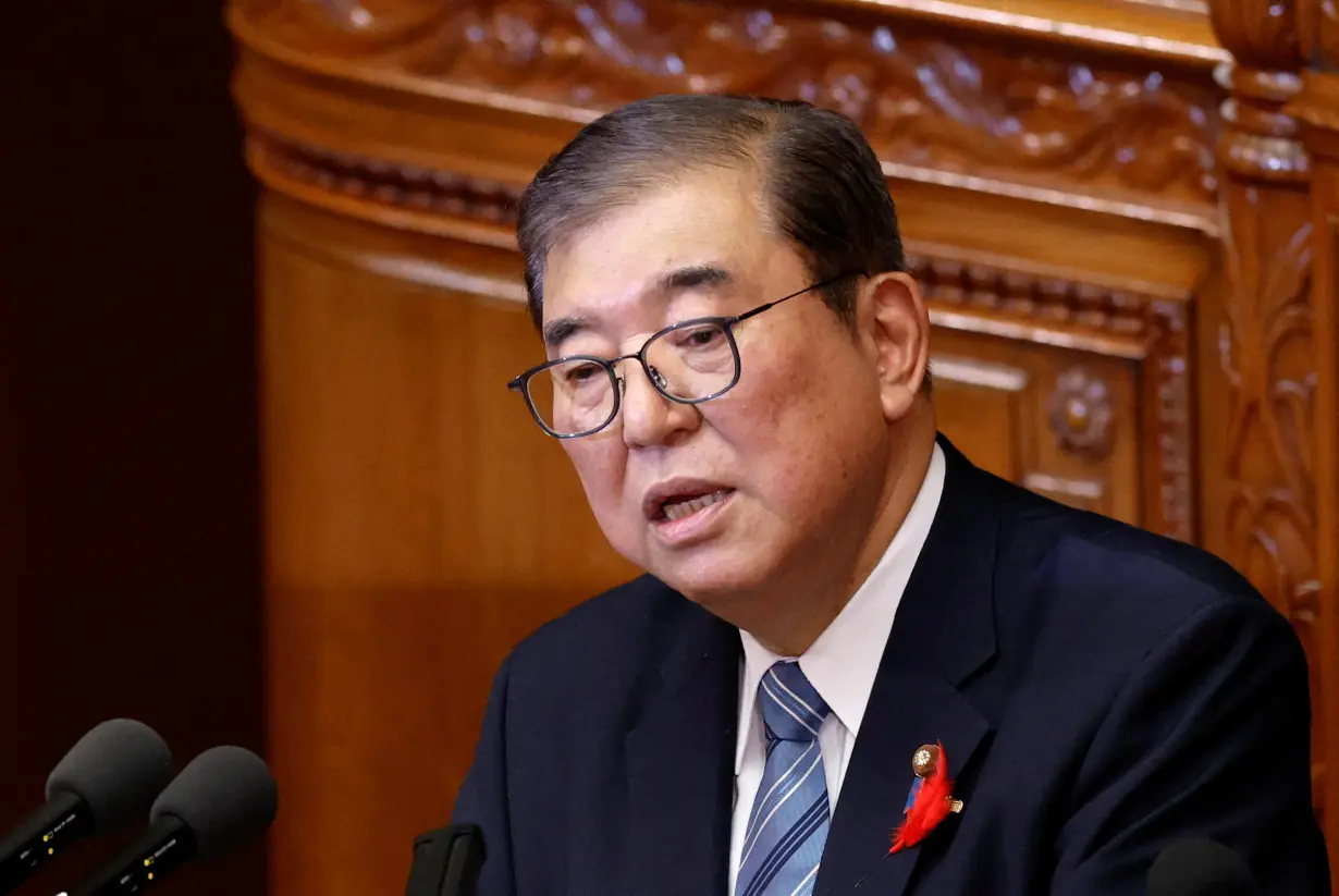 Japan's new Prime Minister Shigeru Ishiba gives his first policy speech at parliament, in Tokyo