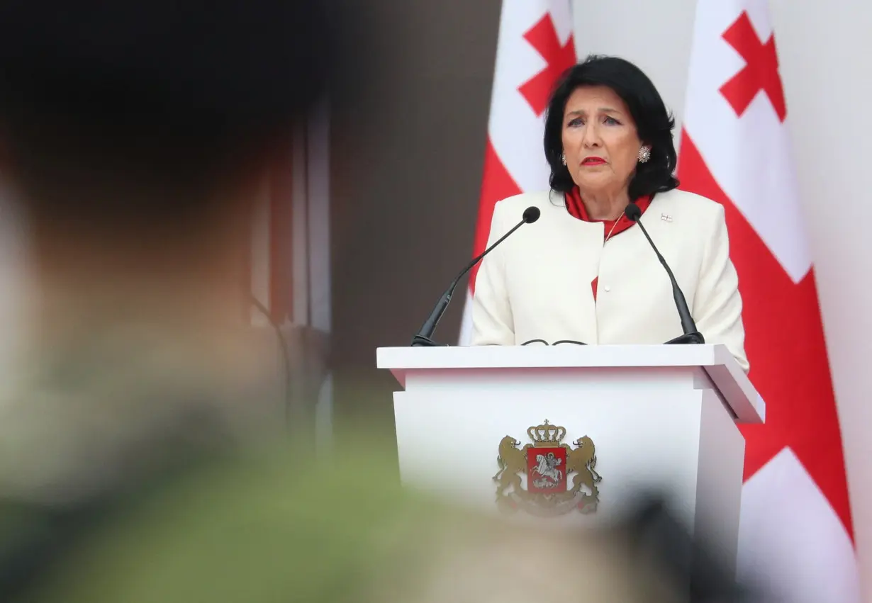 Georgia's President Salome Zourabichvili attends the Independence Day celebrations in Tbilisi