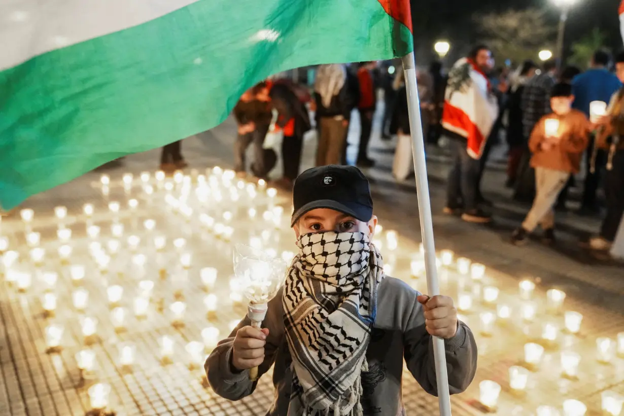 A vigil in support of Palestinians ahead of the one-year anniversary of Hamas' October 7 attack, in Buenos Aires