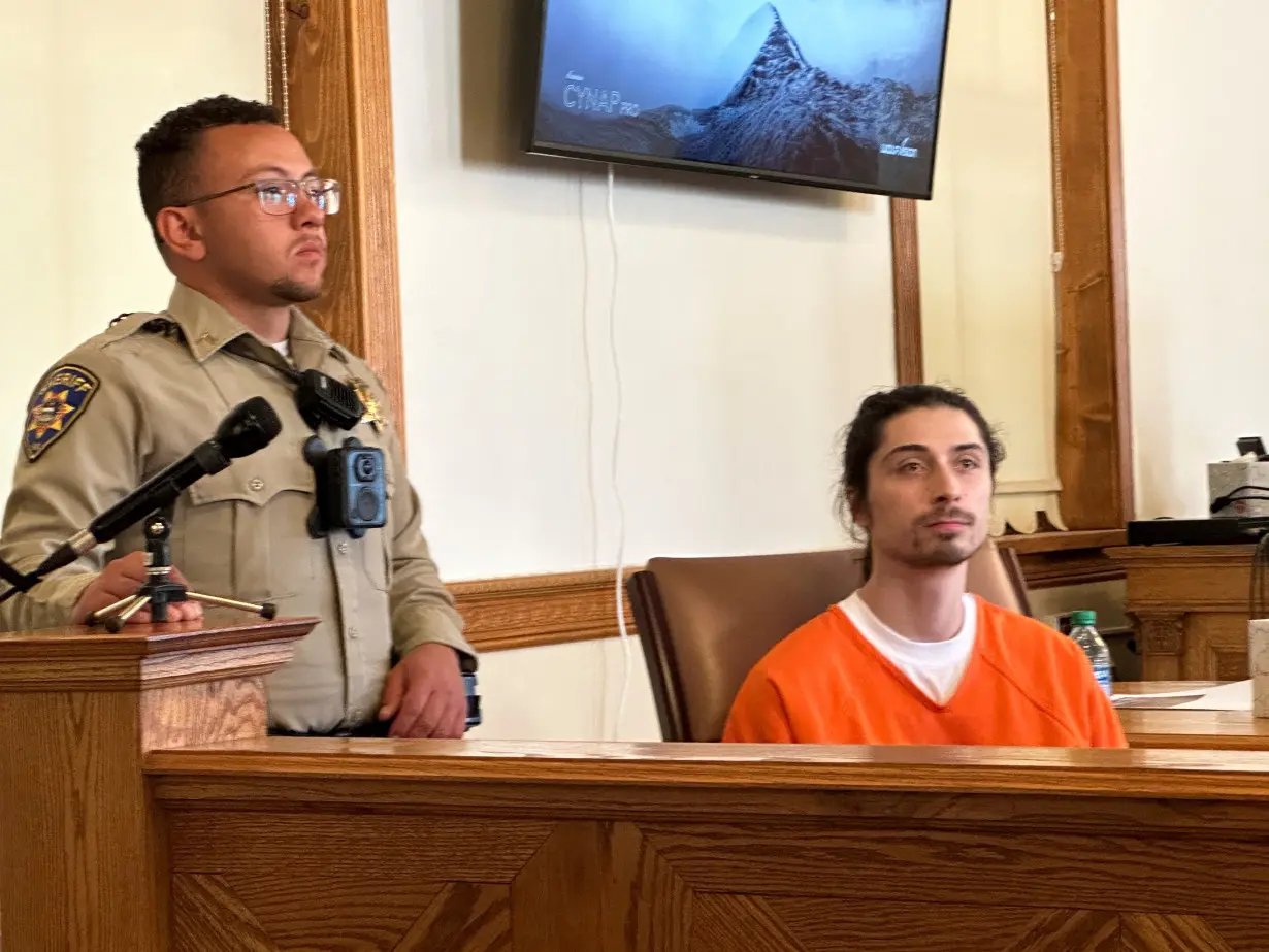 Ryan Martinez, charged with attempted murder for the alleged shooting of climate activist Jacob Johns appears at a court hearing in Tierra Amarilla