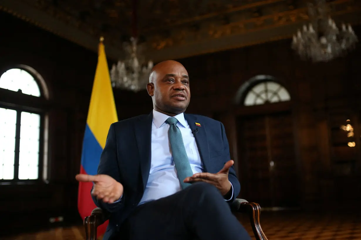 Colombian Minister of Foreign Affairs Luis Gilberto Murillo speaks during an interview with Reuters in Bogota