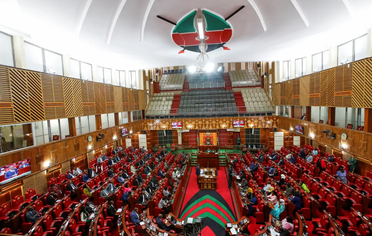 A general view shows Kenyan Members of Parliament as they discuss the impeachment of Deputy President Rigathi Gachagua inside the Parliament buildings in Nairobi