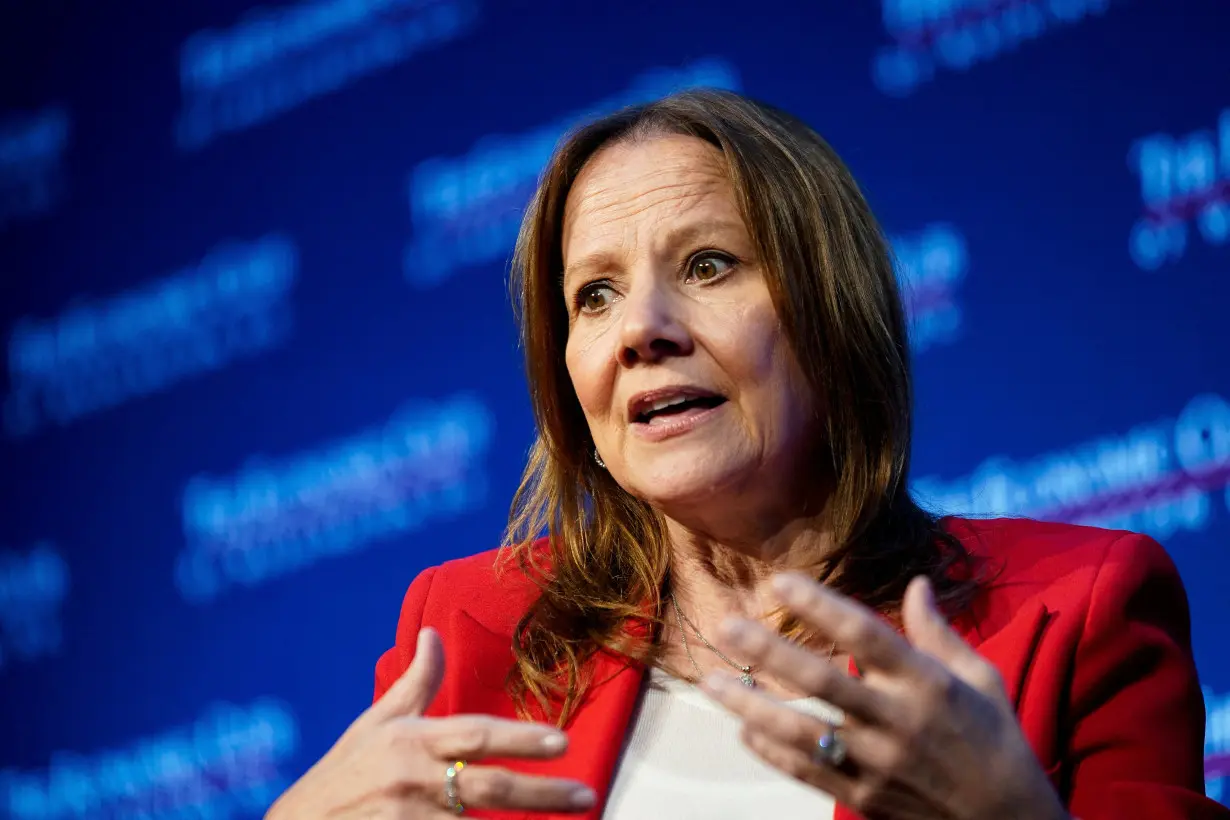 FILE PHOTO: General Motors chair and CEO Mary Barra participates in an Economic Club of Washington discussion in Washington