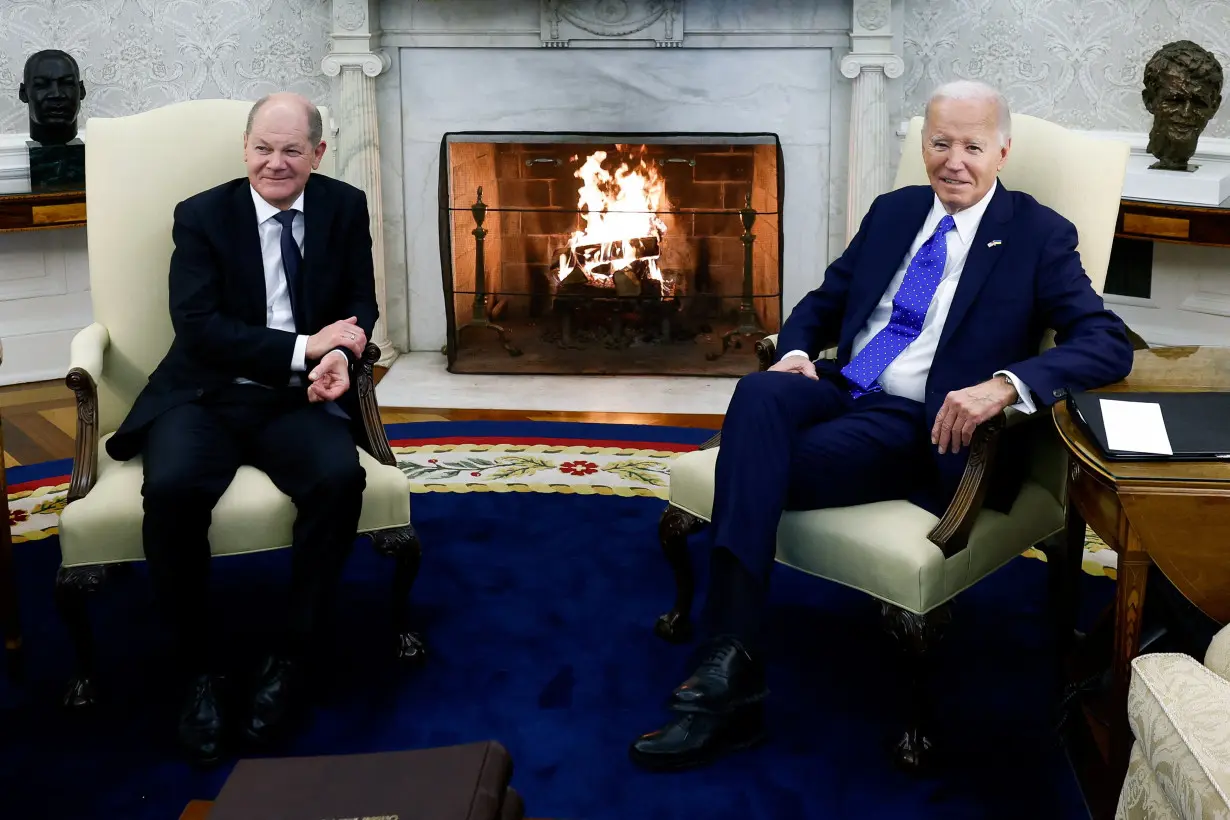 U.S. President Joe Biden and German Chancellor Olaf Scholz meet in Washington